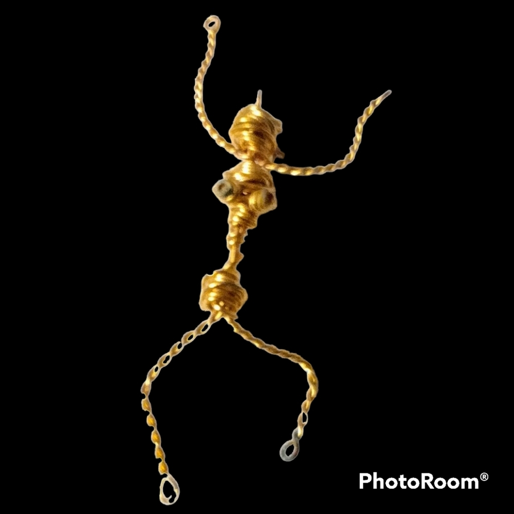 Vintage Gold-tone Wire Sculpture Woman Dancing Brooch Pin
